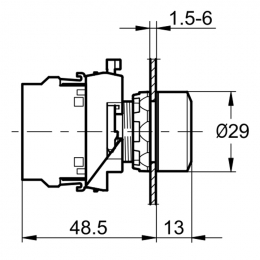 PB0-AA21; Кнопка управления, без подсветки, 1NO (Черный)