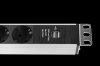 Rem Блок розеток Rem-16 с выкл и USB-портом, 6 Schuko, 16A, алюм., 19